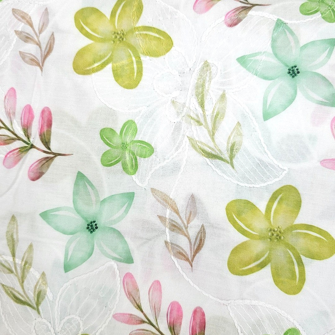 Embroidery Cotton Fabric - EB13588 - Flat fabric