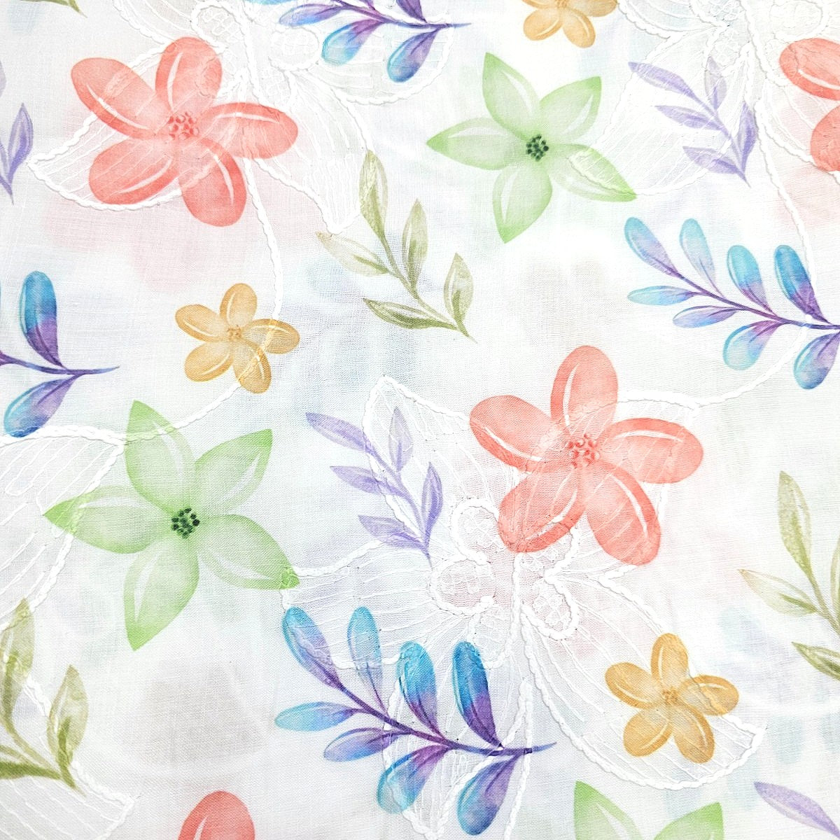 Embroidery Cotton Fabric - EB13589 - Flat fabric