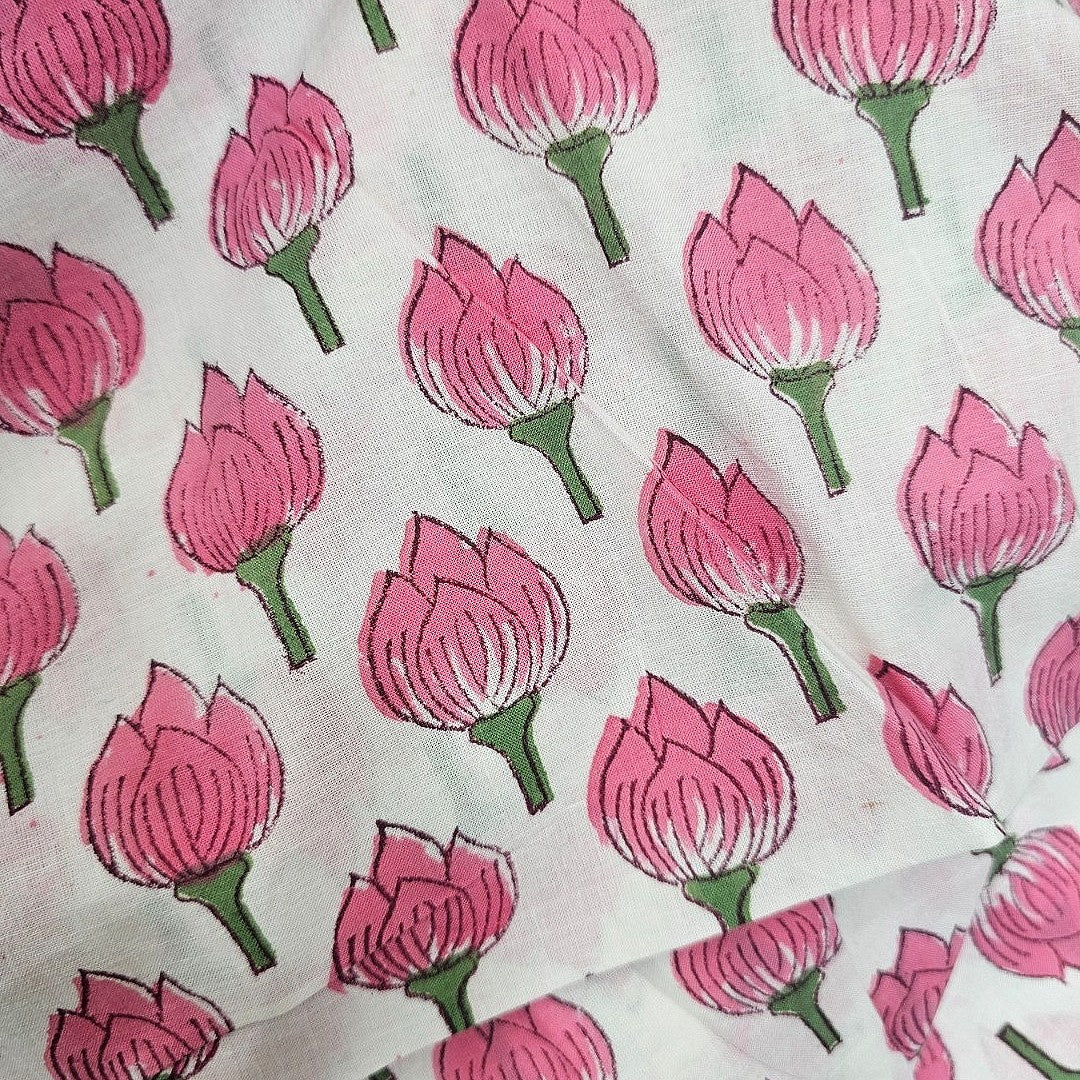 White Floral Cotton Fabric - EB13594 - EB13594 - Flat fabric