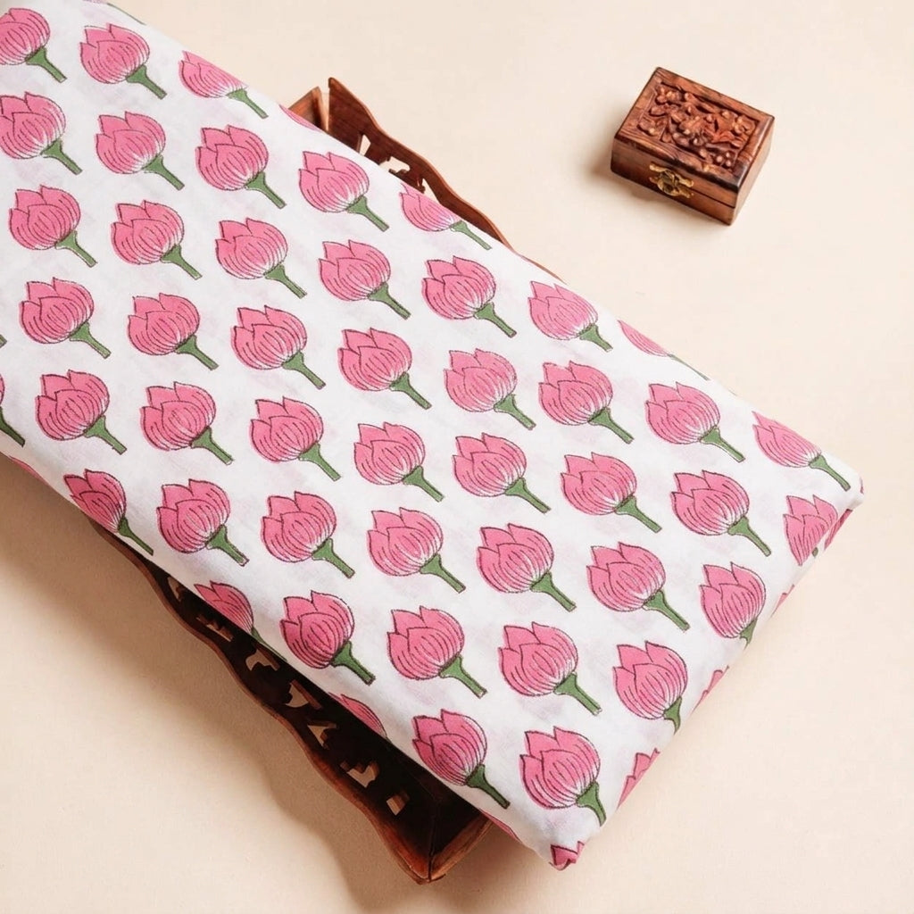 White Floral Cotton Fabric - EB13594 - EB13594 - tray_3