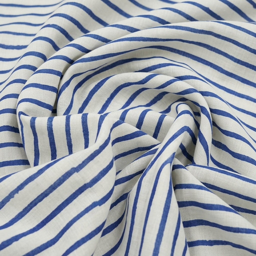 Swirled Stripes White Stripes Cotton Fabric