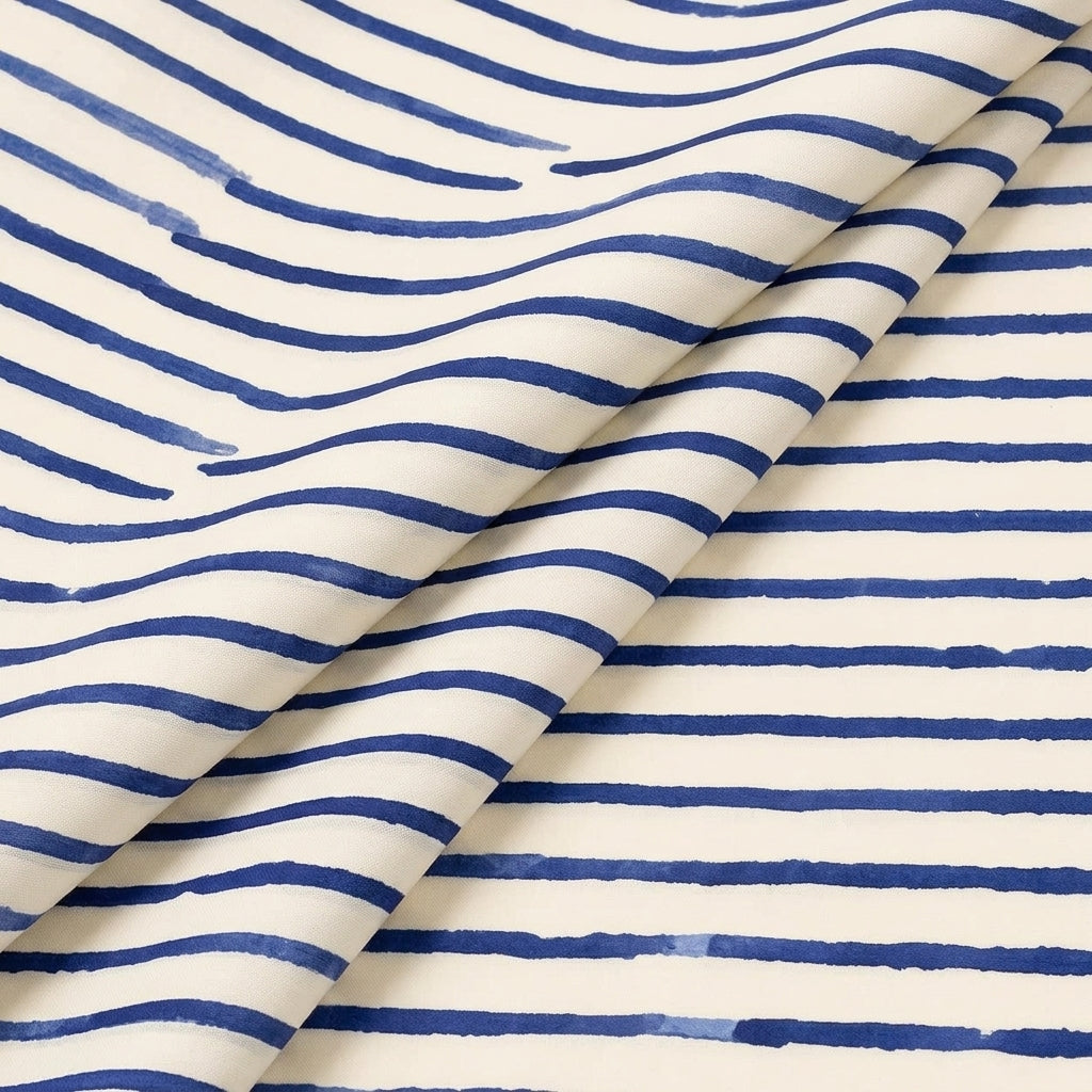 Folded Stripes White Stripes Cotton Fabric