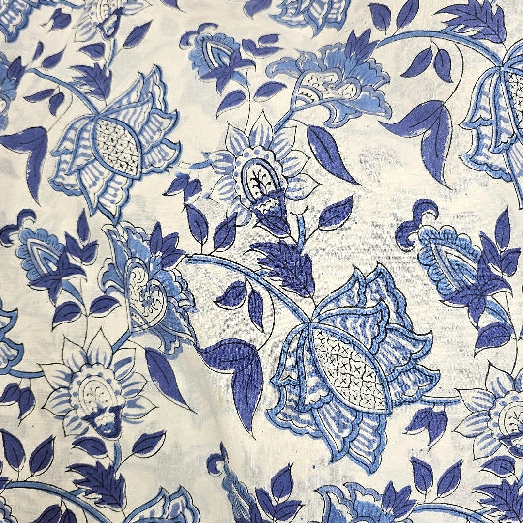White Floral Cotton Fabric - EB13596 - EB13596 - Flat fabric