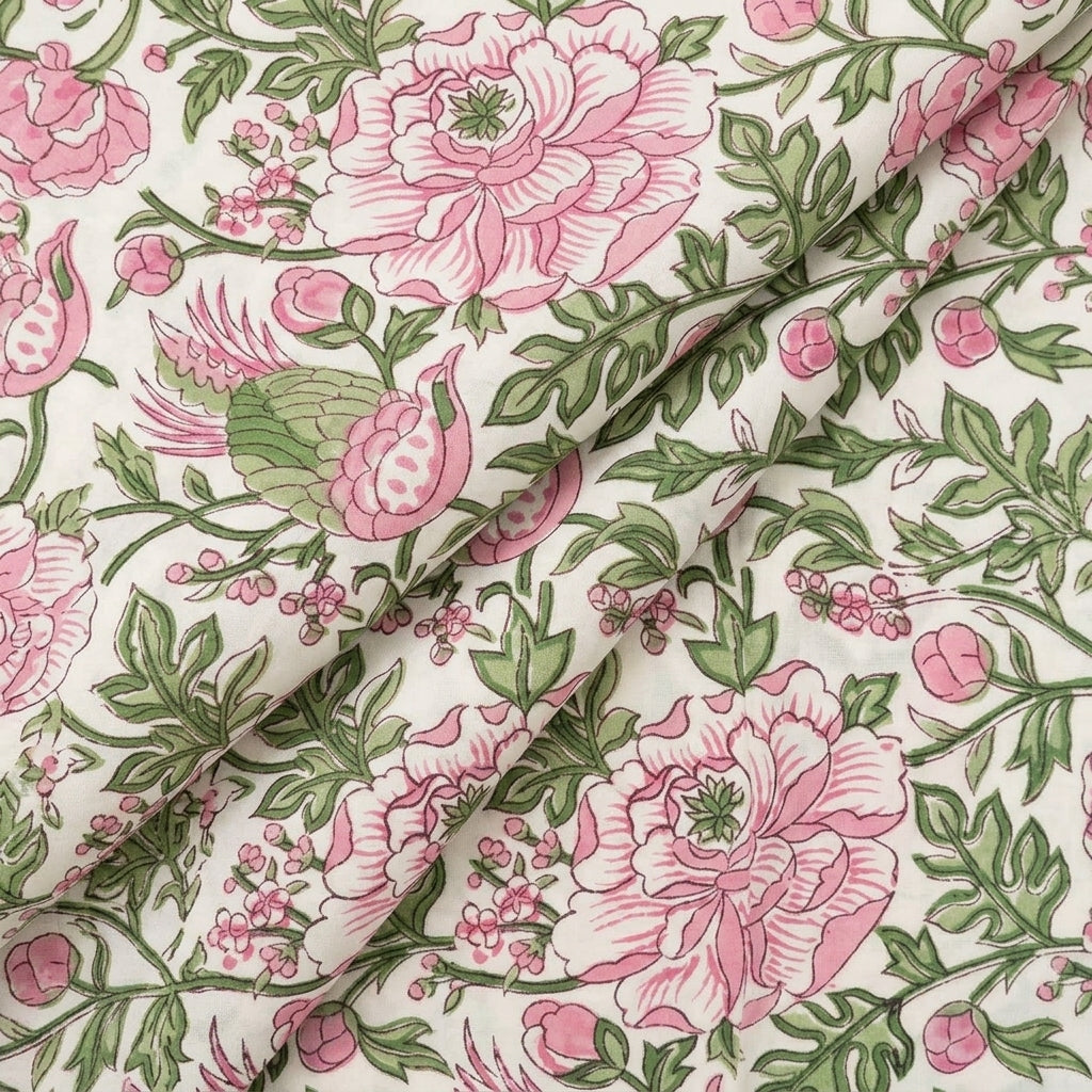 Folded Floral White Floral Cotton Fabric