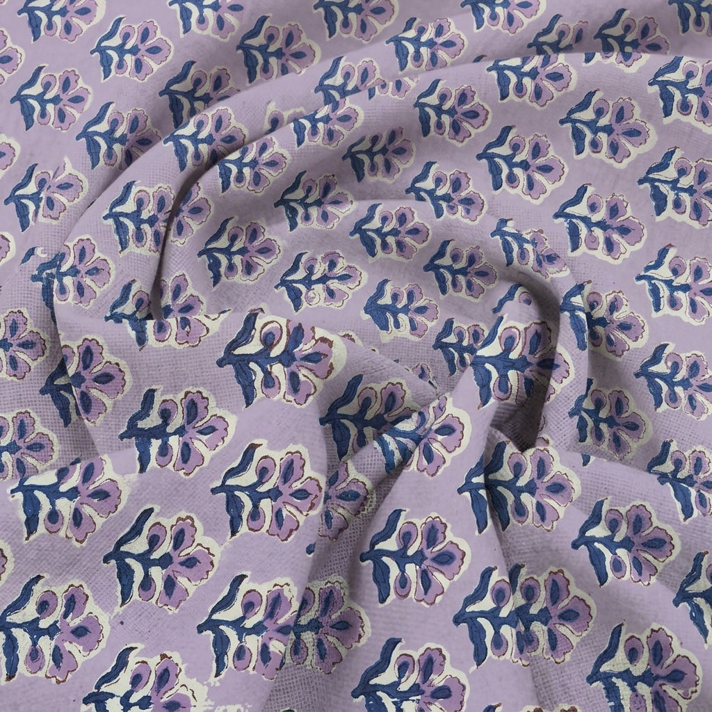 Swirled Floral Violet Floral Cotton Fabric