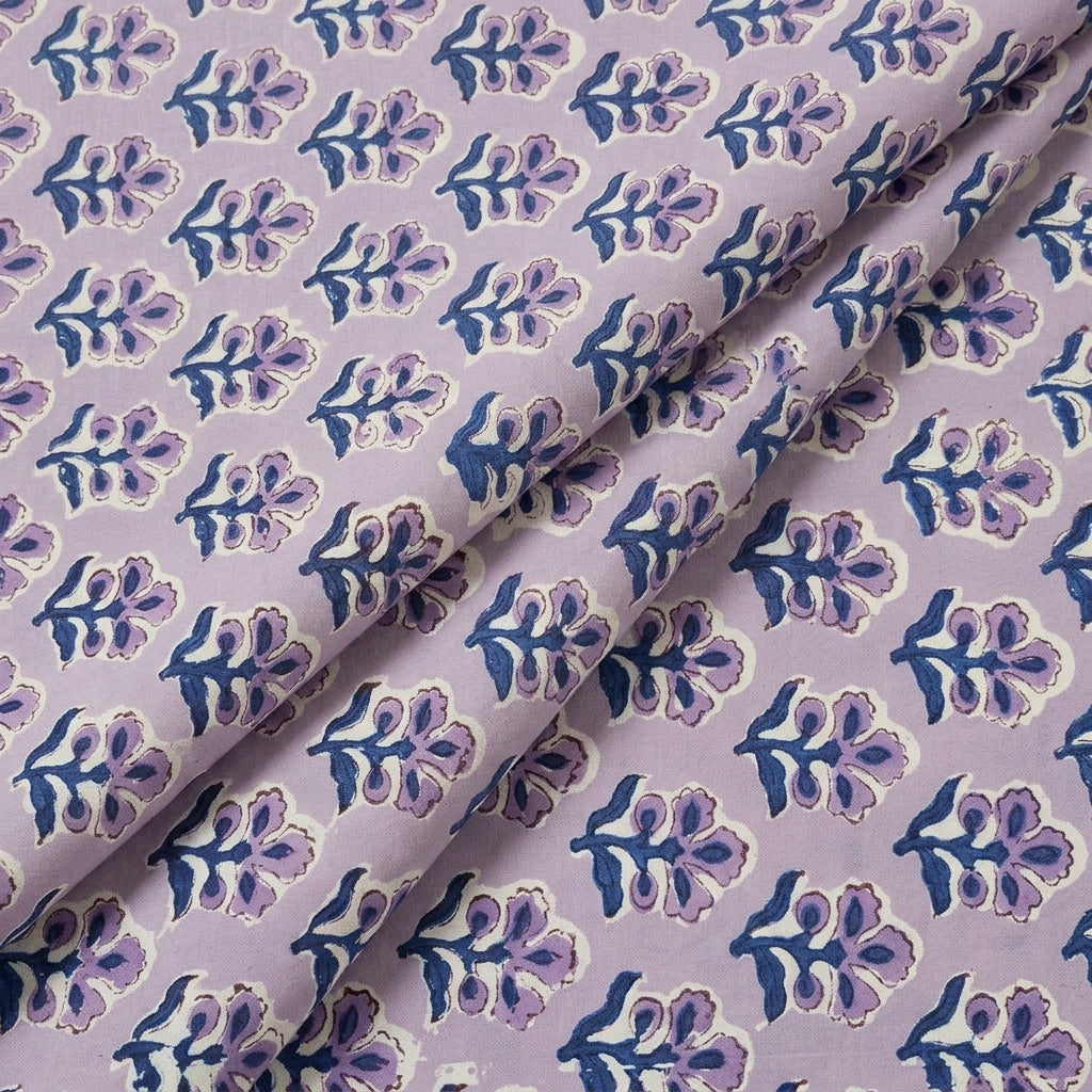 Folded Floral Violet Floral Cotton Fabric