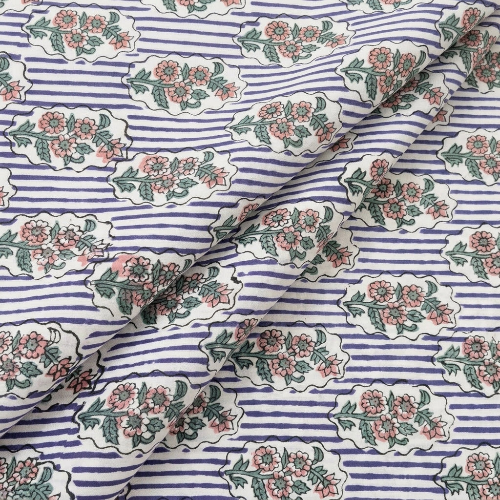 Folded Floral White Floral Cotton Fabric