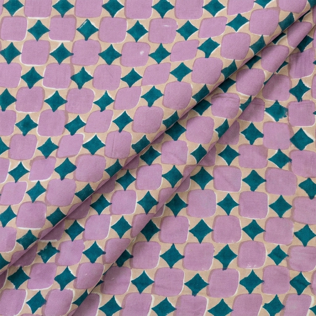 Folded Floral Beige Floral Cotton Fabric