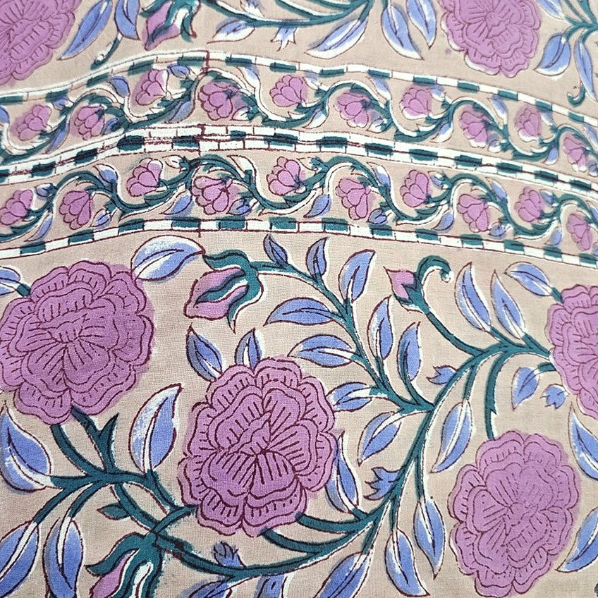 Light Peach Floral Cotton Fabric - EB13602 - EB13602 - Flat fabric