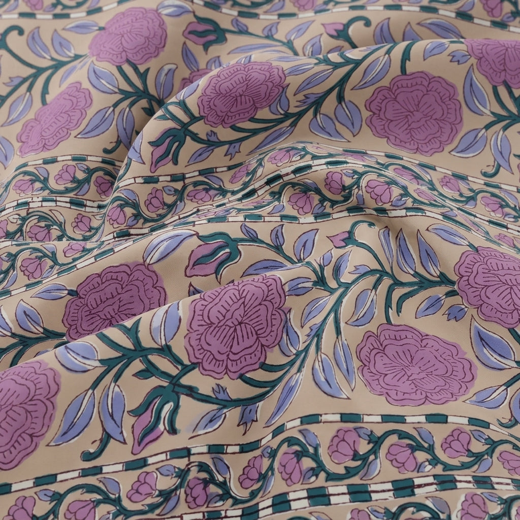 Swirled Floral Light Peach Floral Cotton Fabric