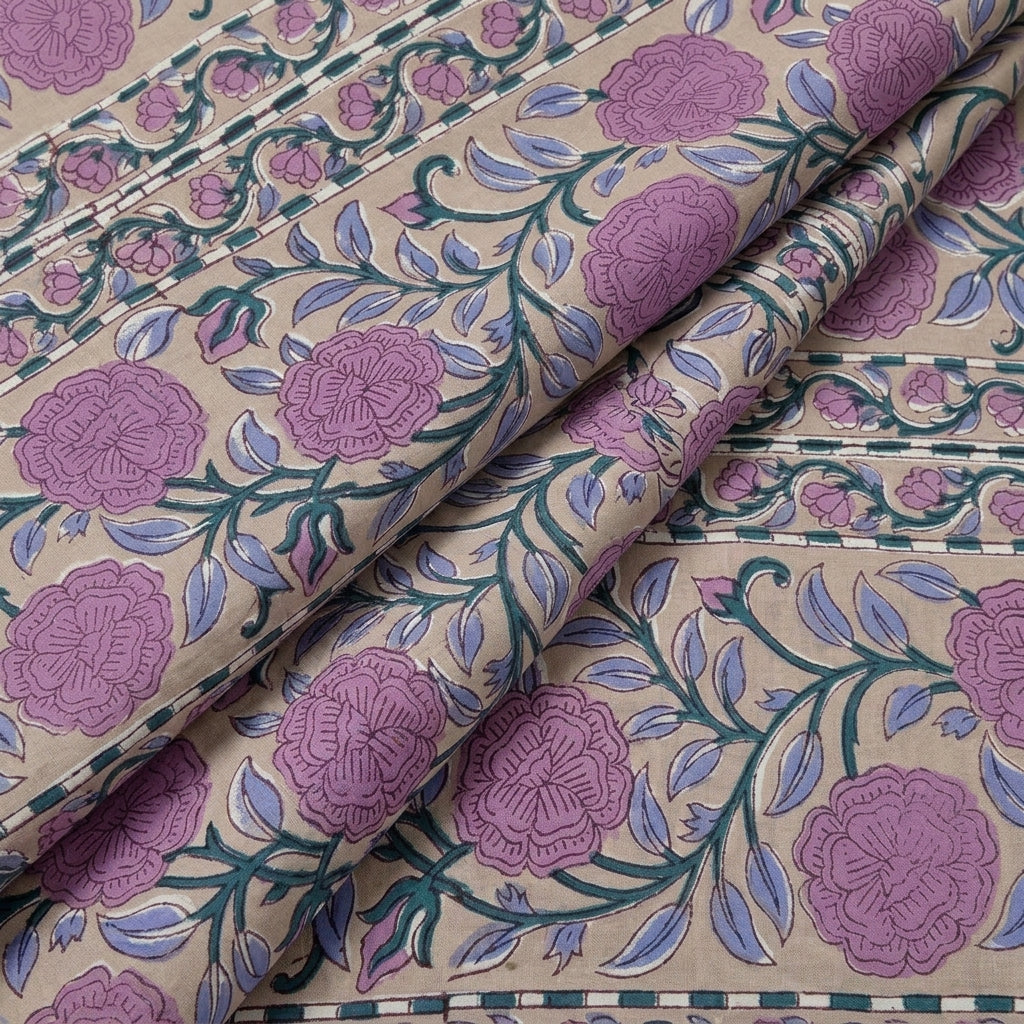 Folded Floral Light Peach Floral Cotton Fabric
