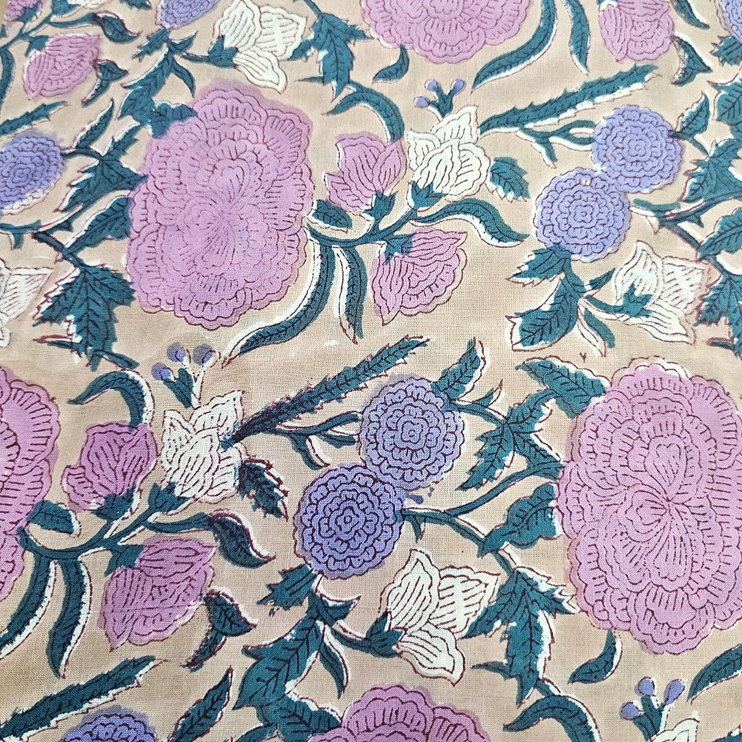 Light Peach Floral Cotton Fabric - EB13603 - EB13603 - Flat fabric