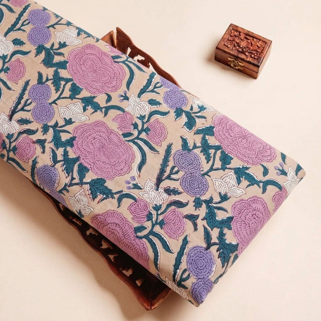 Light Peach Floral Cotton Fabric - EB13603 - EB13603 - tray_3