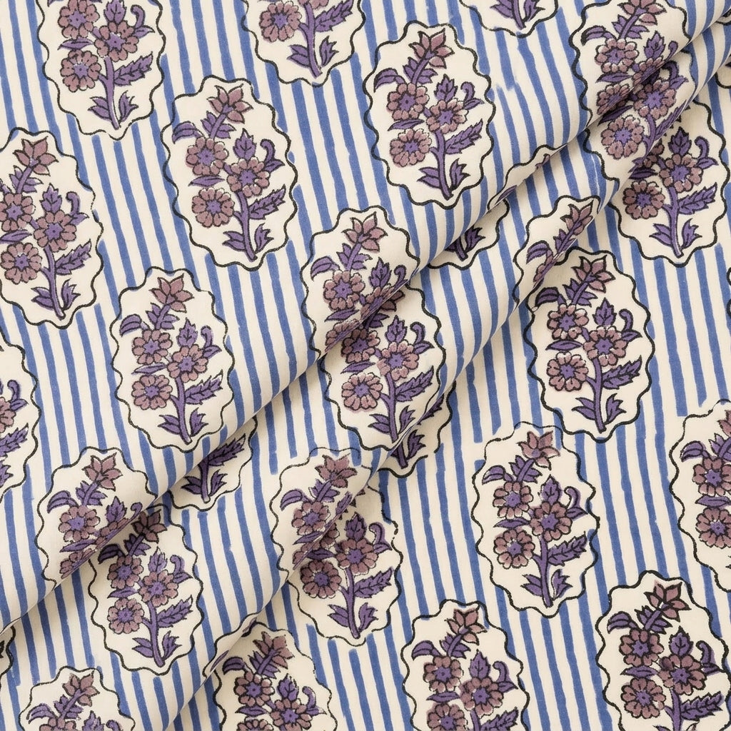 Folded Floral White Floral Cotton Fabric