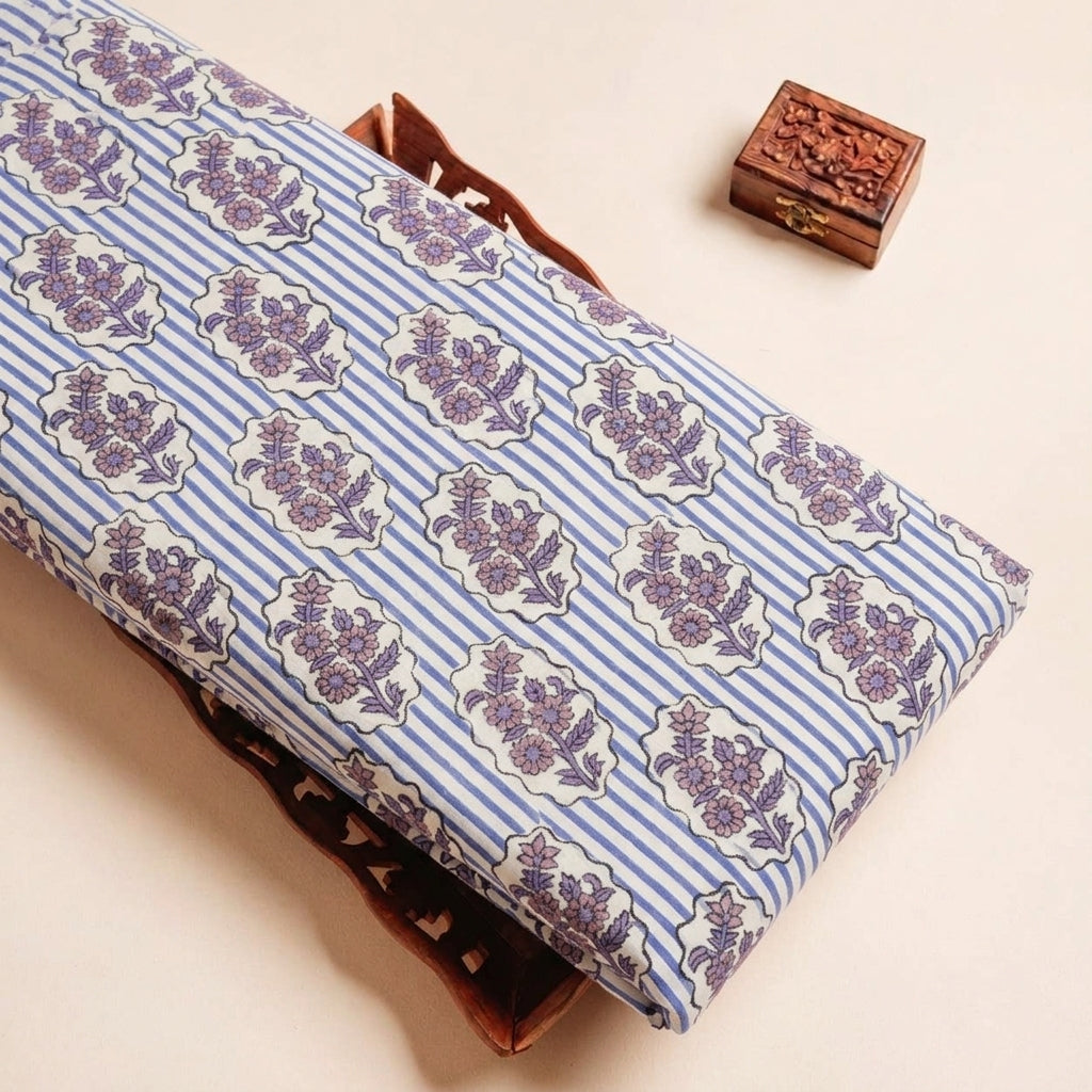 Folded White Floral Cotton Fabric Highlighting and Texture