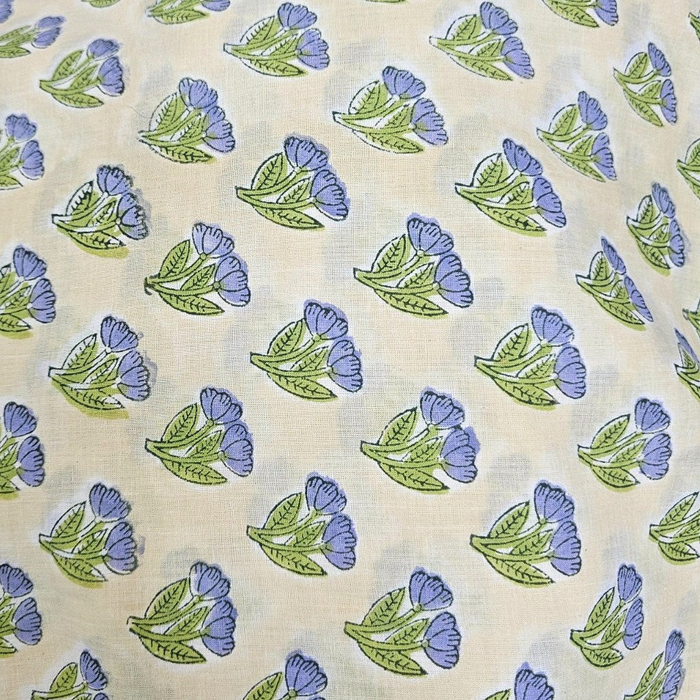 Beige Floral Cotton Fabric - EB13606 - EB13606 - Flat fabric