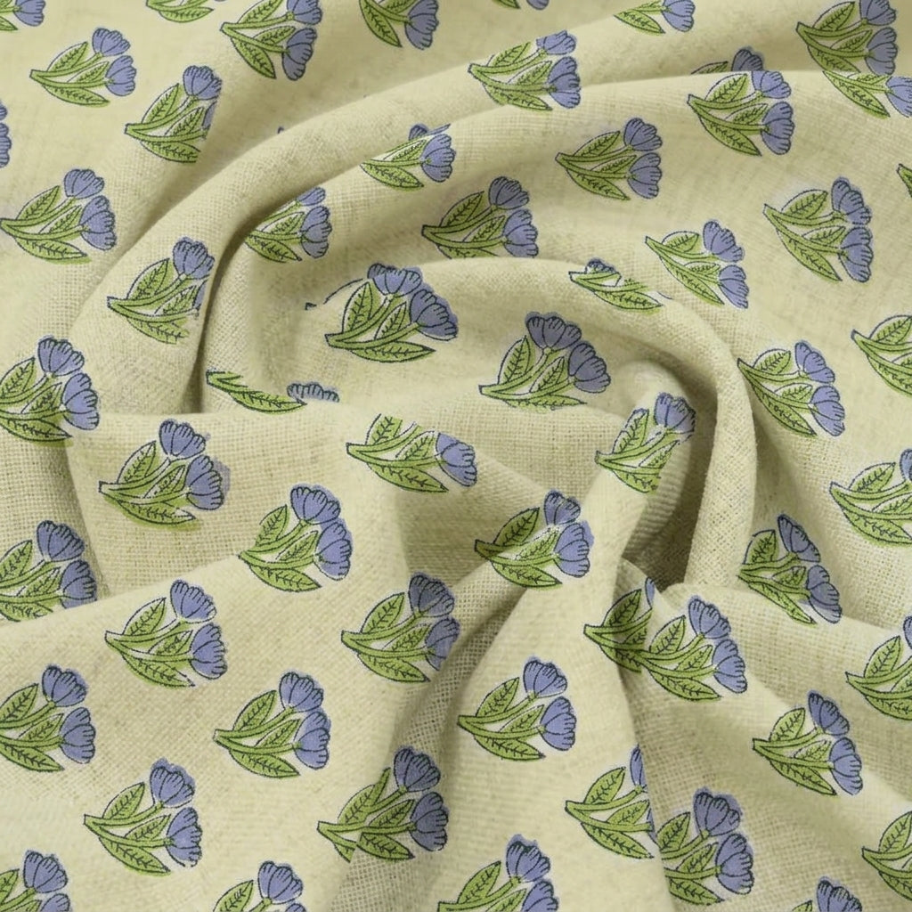 Swirled Floral Beige Floral Cotton Fabric