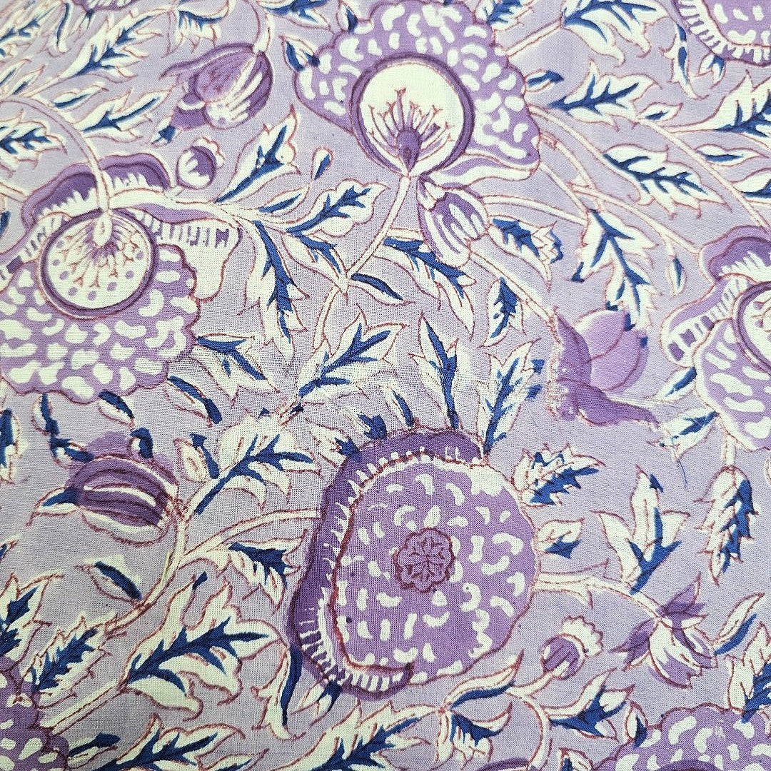 Violet Floral Cotton Fabric - EB13607 - EB13607 - Flat fabric