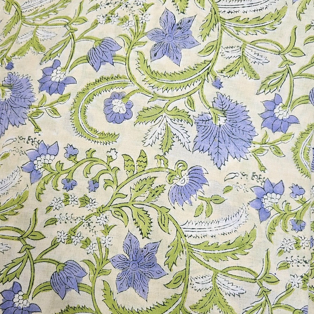 Beige Floral Cotton Fabric - EB13608 - EB13608 - Flat fabric