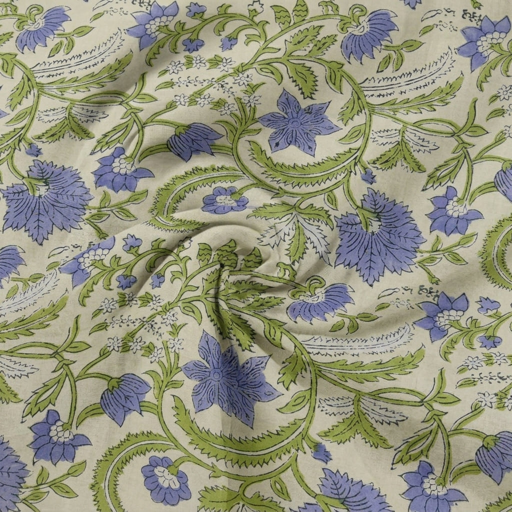 Swirled Floral Beige Floral Cotton Fabric