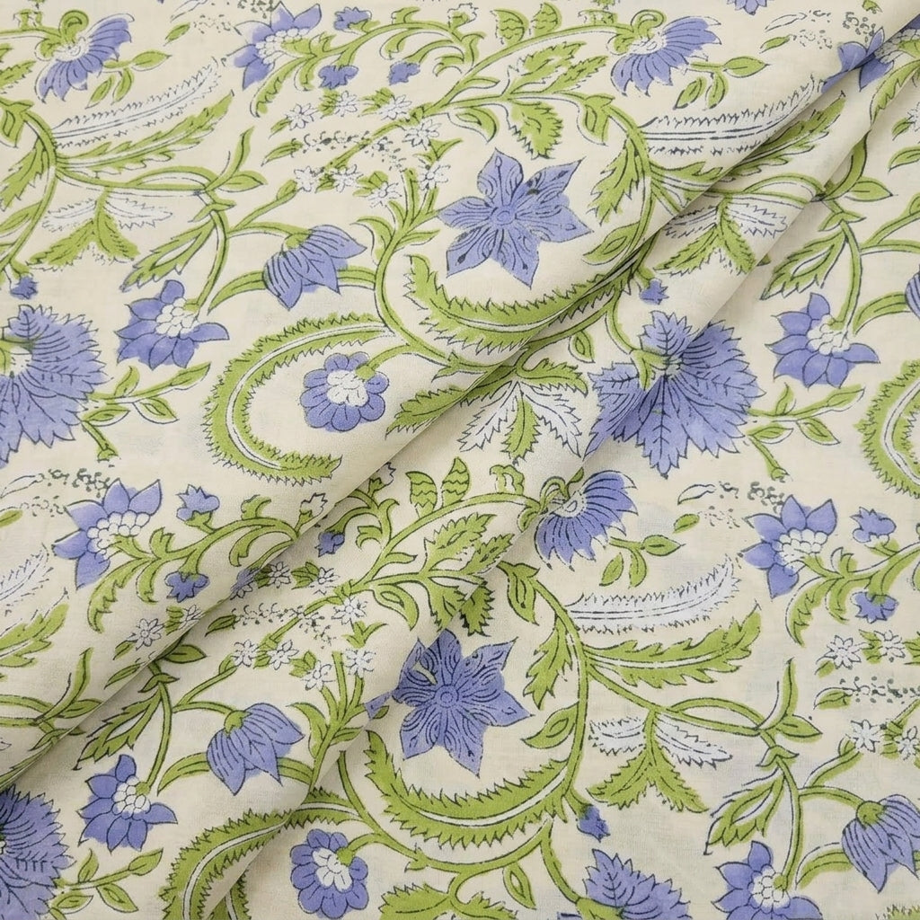 Folded Floral Beige Floral Cotton Fabric
