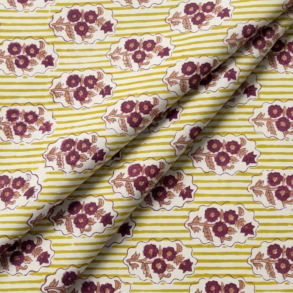 Folded Floral White Floral Cotton Fabric