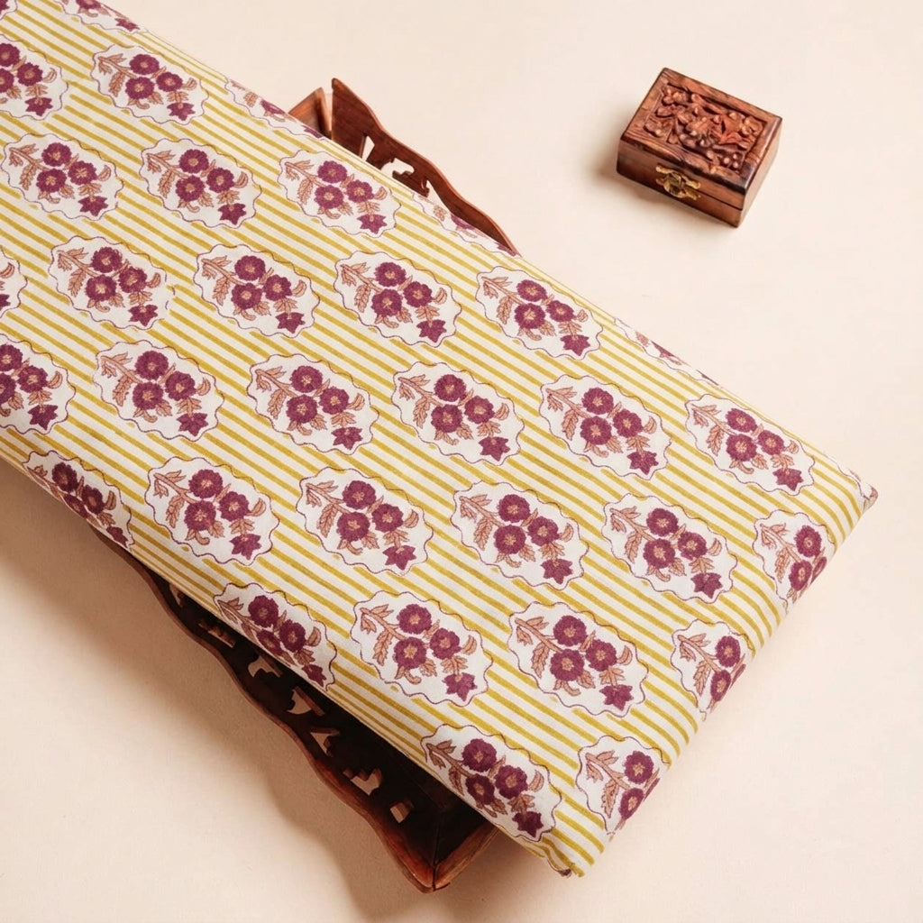 Folded White Floral Cotton Fabric Highlighting and Texture