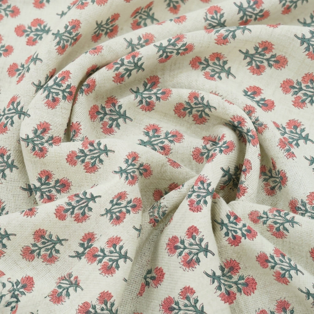 Swirled Floral Cream Floral Cotton Fabric
