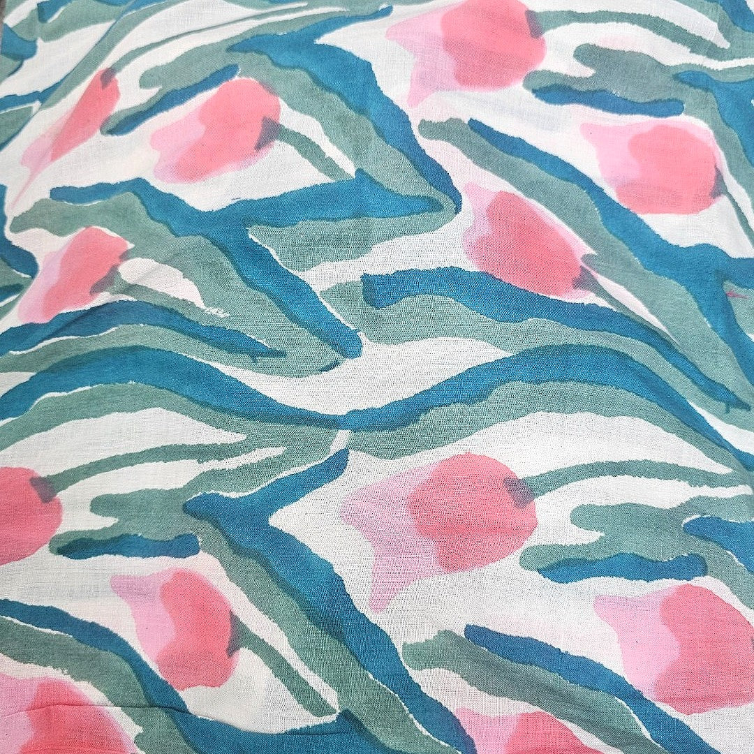 Cream Floral Cotton Fabric - EB13611 - EB13611 - Flat fabric
