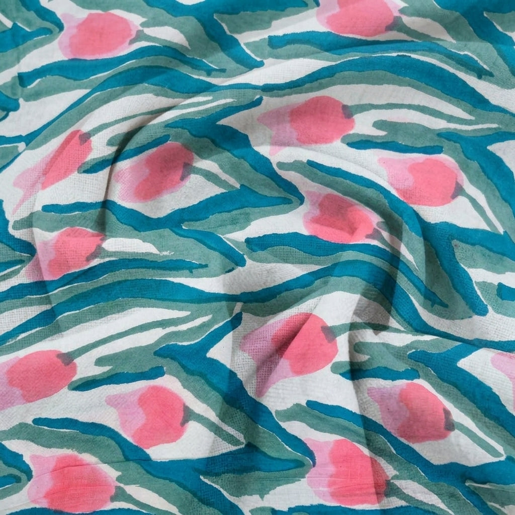Swirled Floral Cream Floral Cotton Fabric
