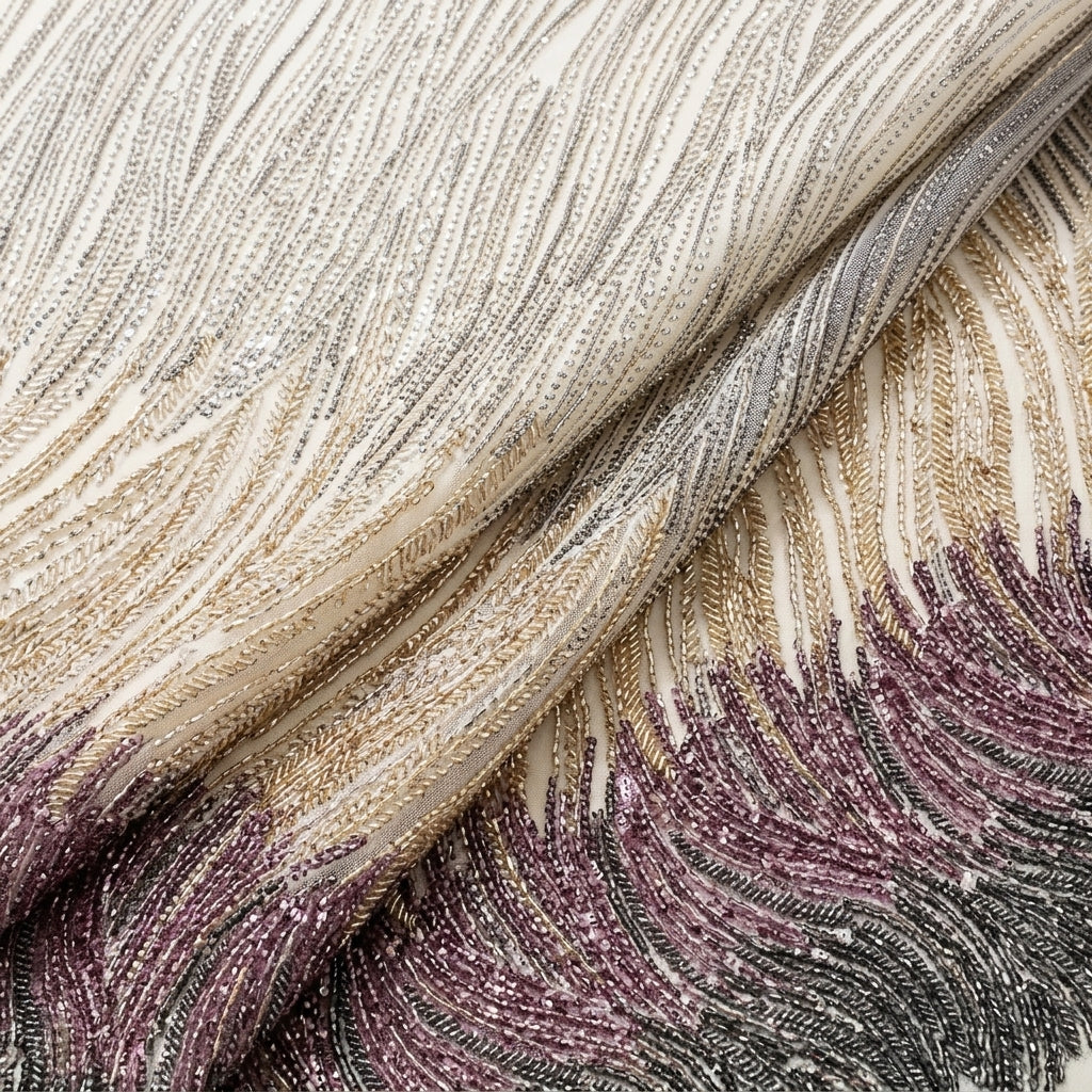 Folded Embroidery Black Embroidery Net Fabric