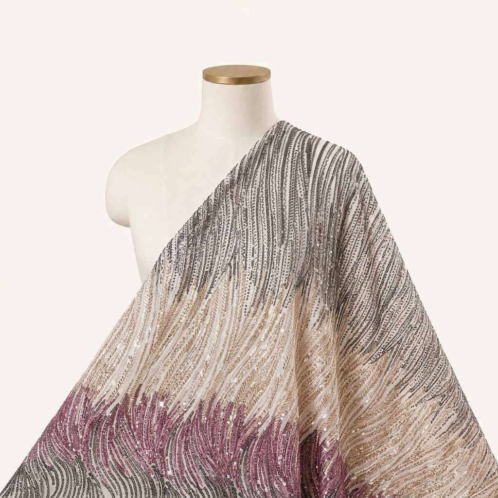 Embroidery Black Embroidery Net Fabric Draped as a saree
