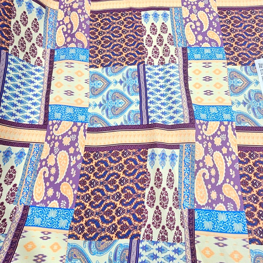 Multicolor Paisley Satin Fabric - EB13630 - EB13630 - Flat fabric