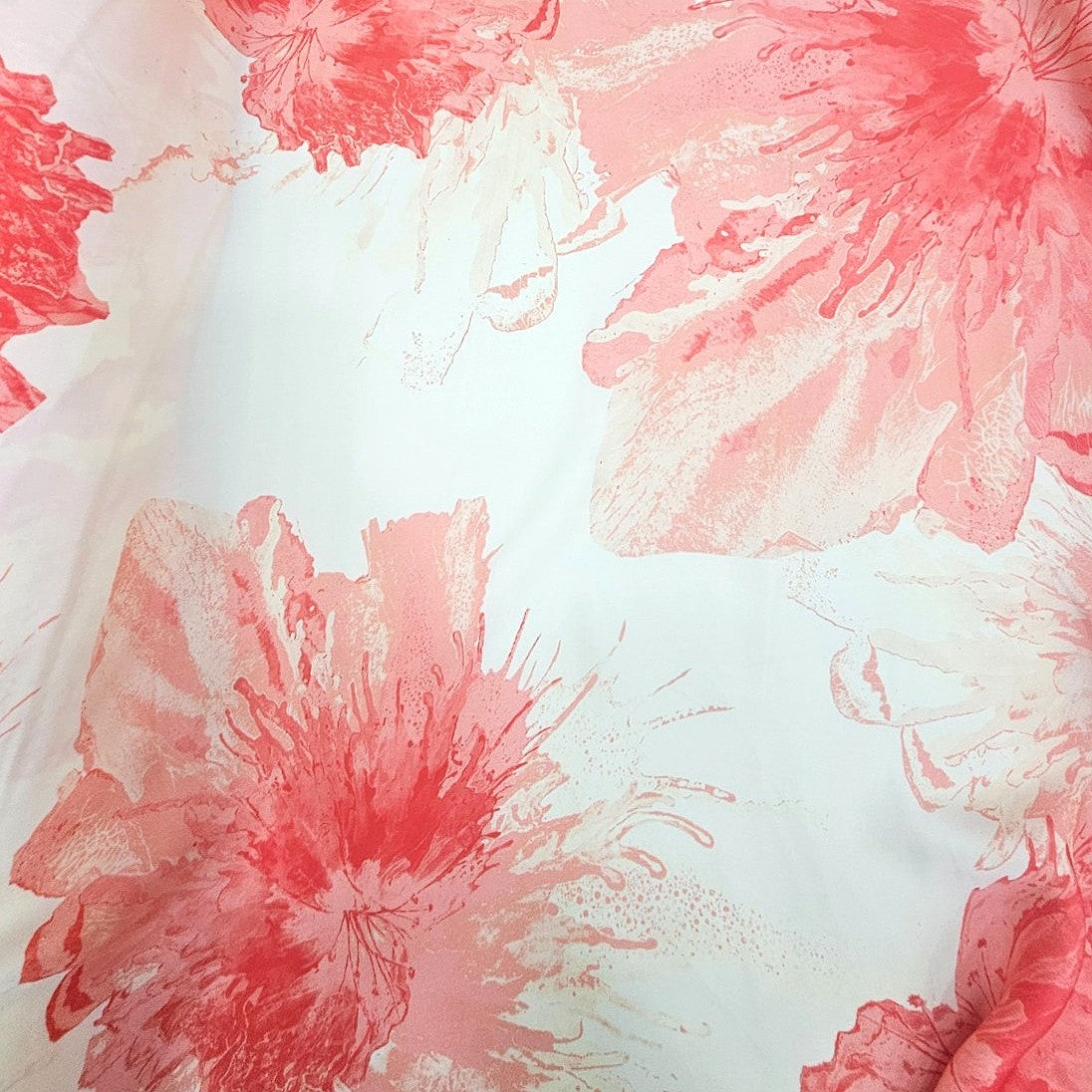 Peach Floral Satin Fabric - EB13631 - EB13631 - Flat fabric