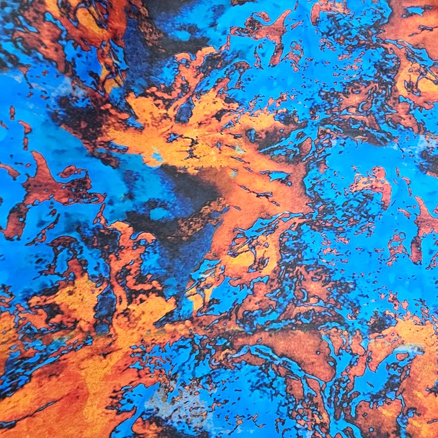Blue Abstract Satin Fabric - EB13646 - EB13646 - Flat fabric