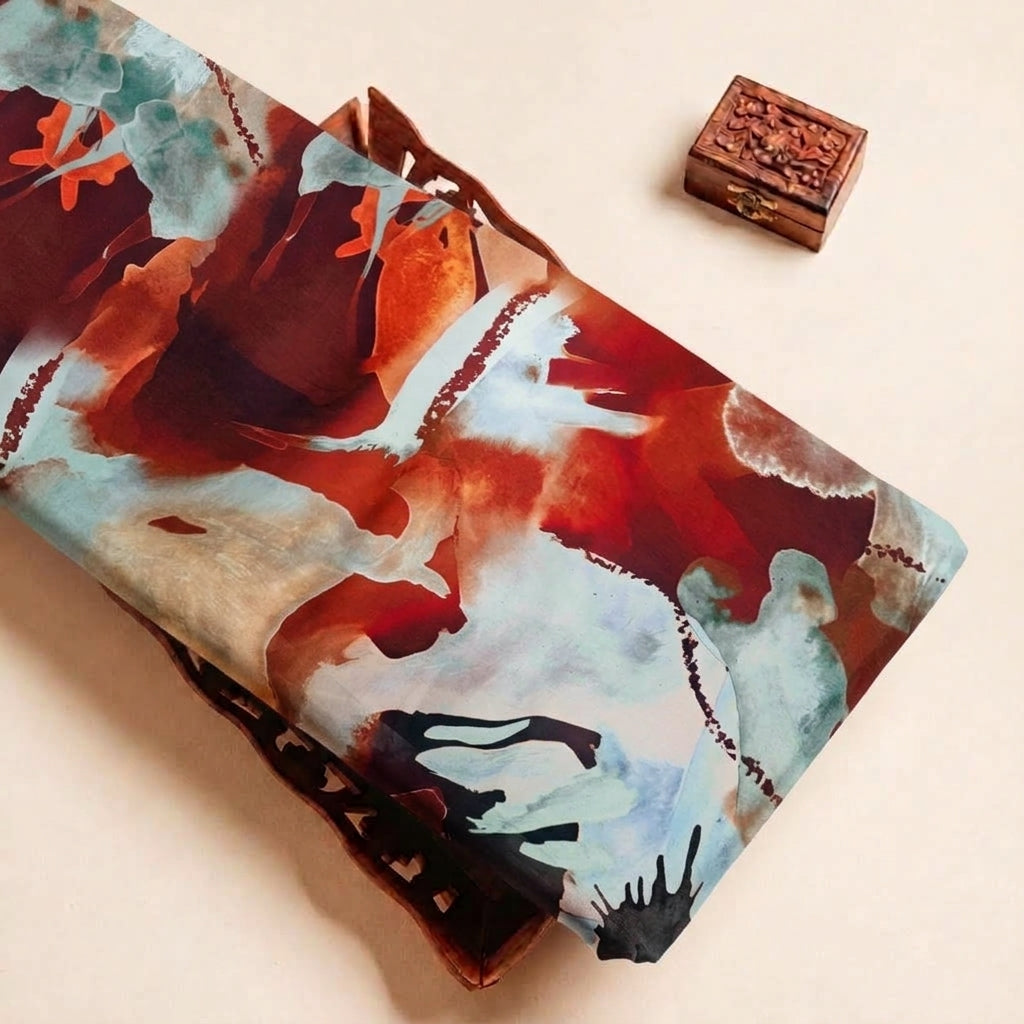 Folded Grey Abstract Satin Fabric Highlighting Modal and Texture