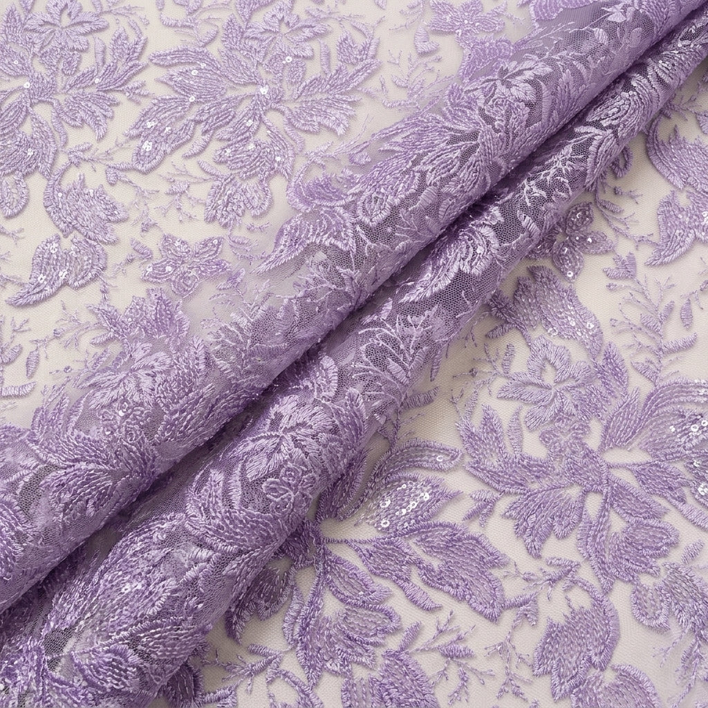 Folded Embroidery Violet Embroidery Net Fabric