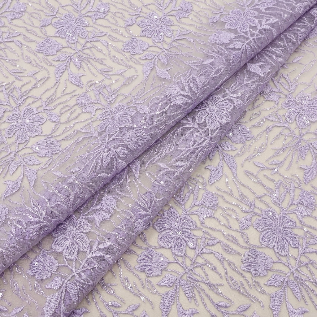 Folded Embroidery Violet Embroidery Net Fabric