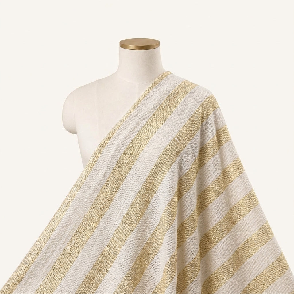 Embroidery Beige Embroidery Jute Fabric Draped as a saree