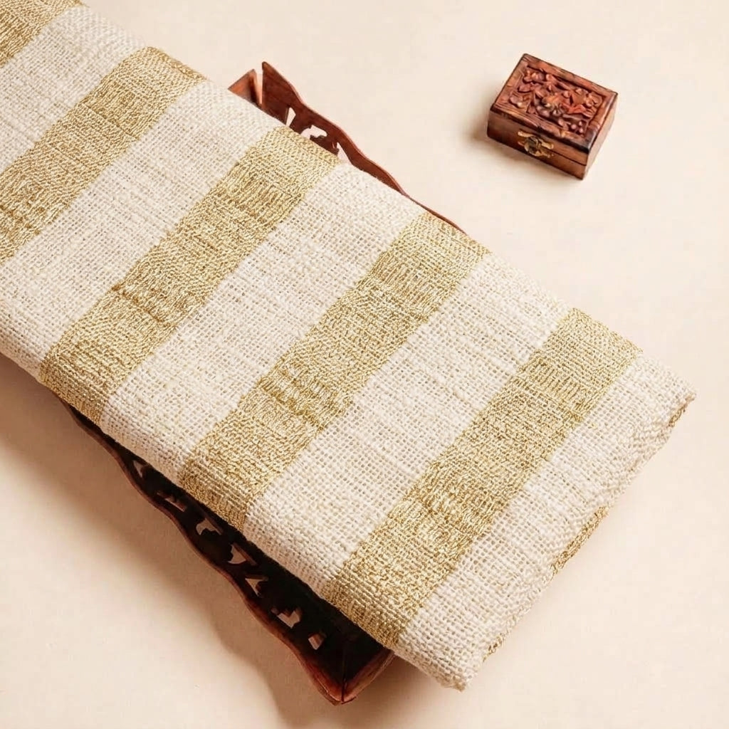 Beige Embroidery Jute Fabric - EB13661 - EB13661 - tray_4