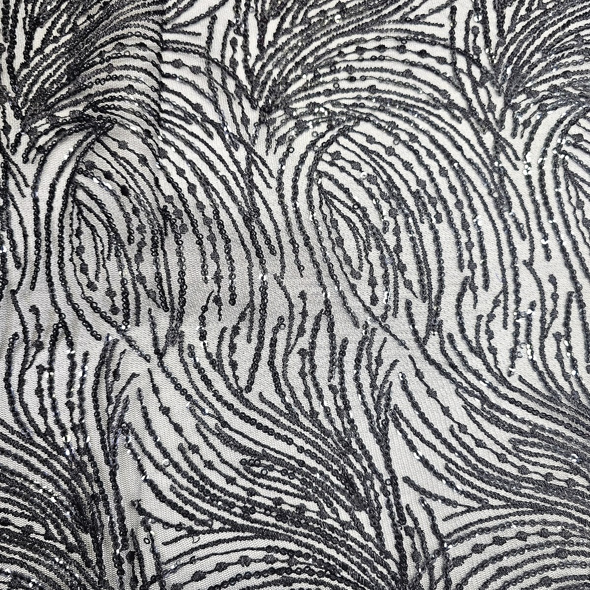 Black Abstract Net Fabric - EB16756