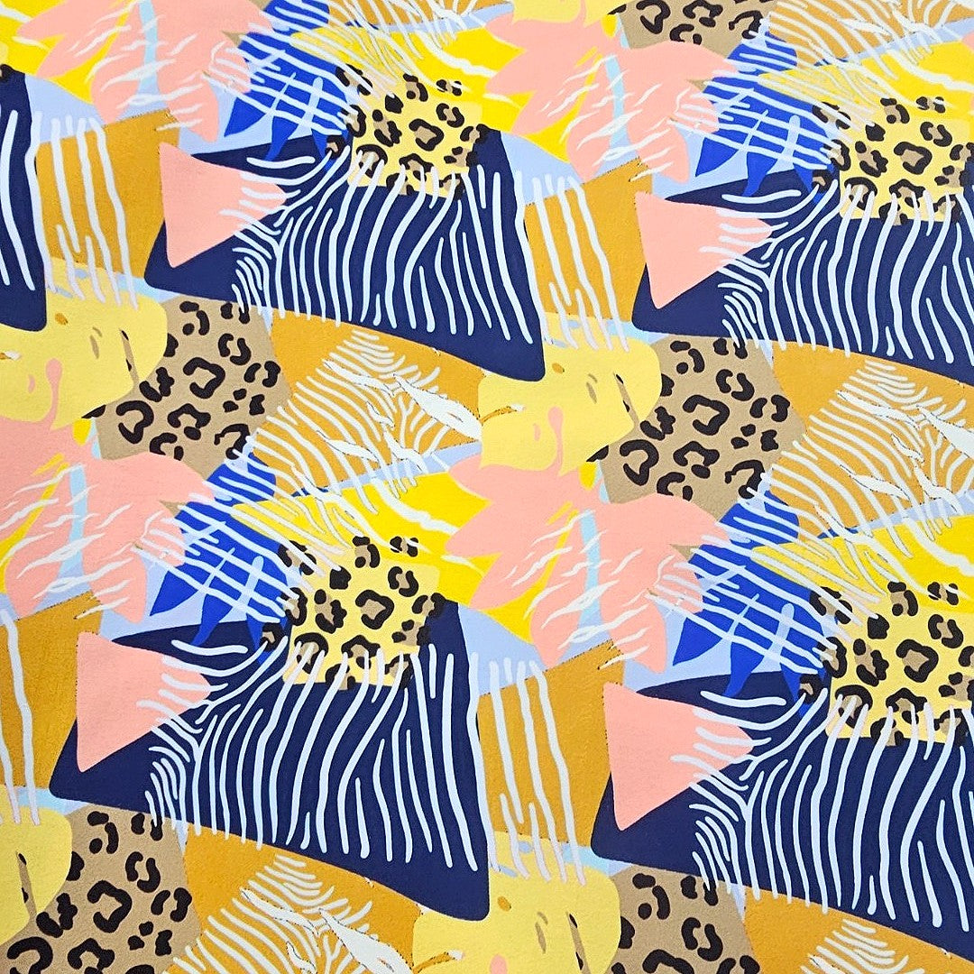 Yellow Animal Print Crepe Fabric - EB1981 - EB1981 - Flat fabric