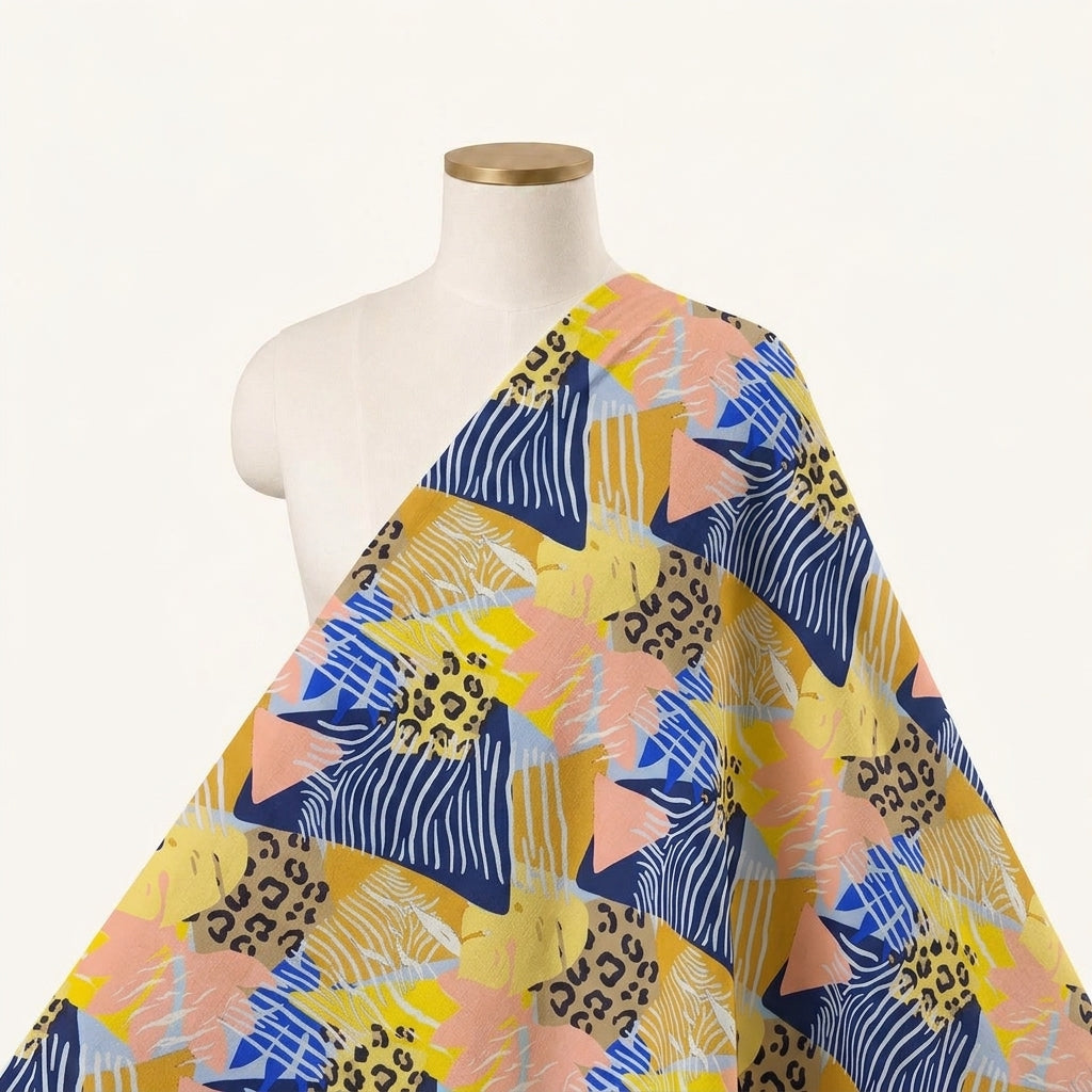 Animal Print Yellow Animal Print Crepe Fabric Draped as a saree