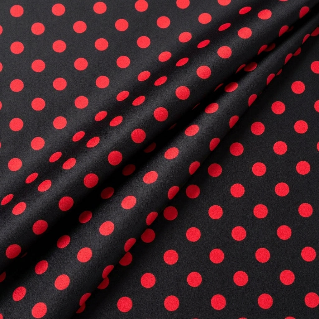 Black Polka Dots Satin Fabric - EB2681 - EB2681 - folds