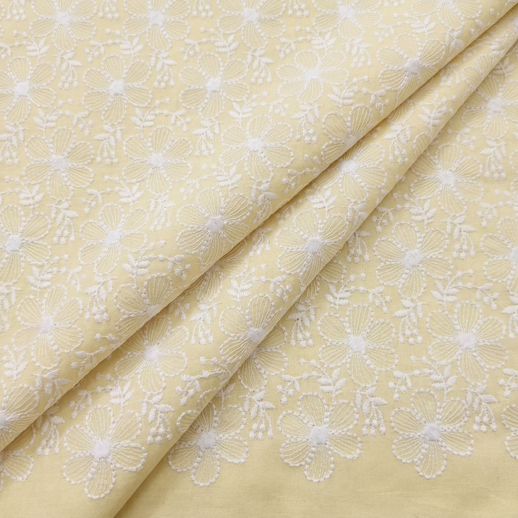 Folded Embroidery Yellow Embroidery Cotton Fabric