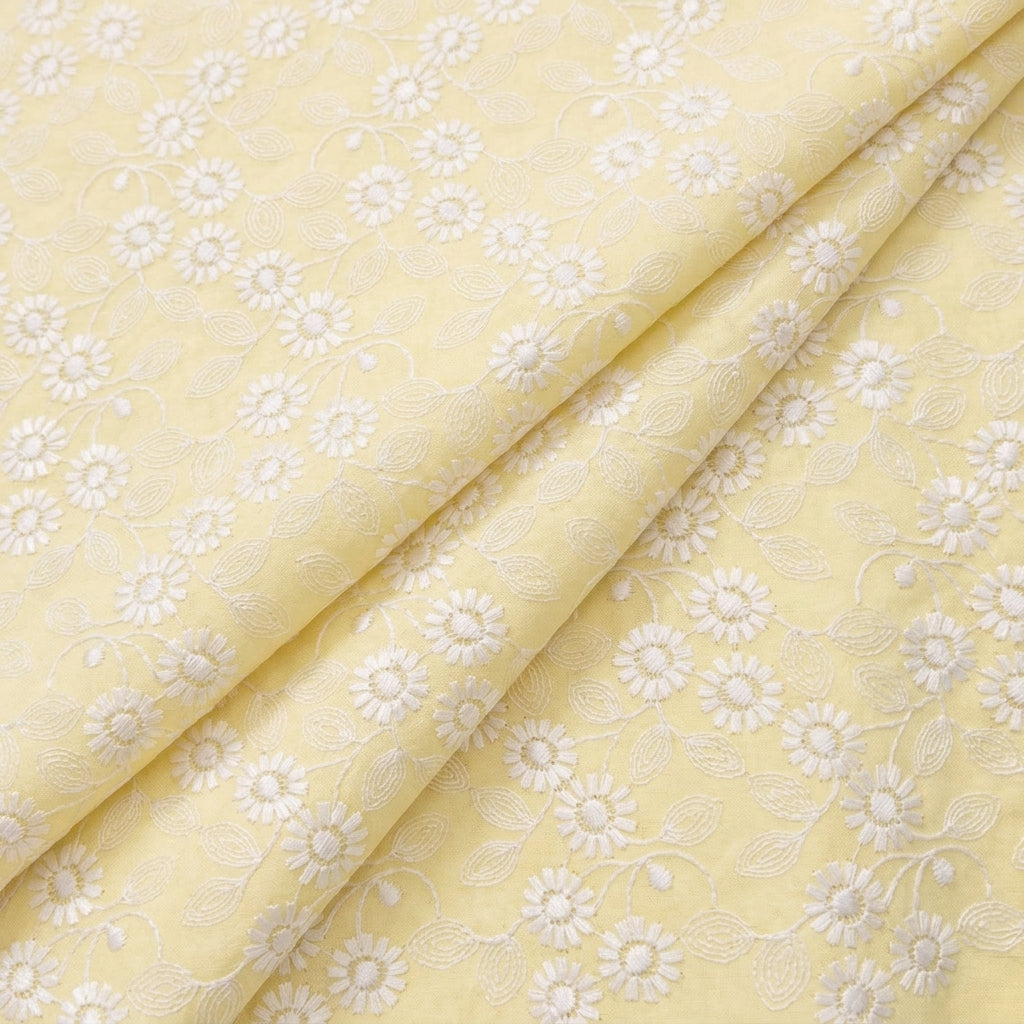 Folded Embroidery Yellow Embroidery Cotton Fabric