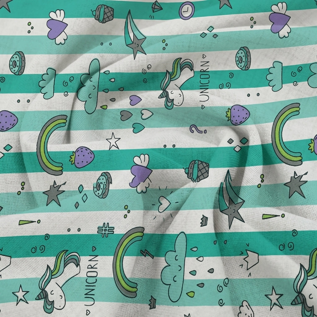 Swirled Printed Green Printed Cotton Fabric