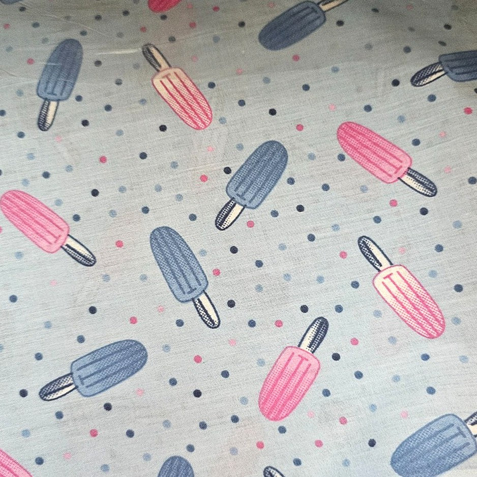 Light Blue Printed Cotton Fabric - EB6358 - EB6358 - Flat fabric