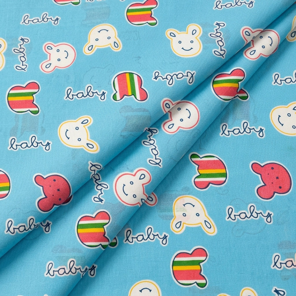 Blue Printed Cotton Fabric - EB6363 - EB6363 - folds