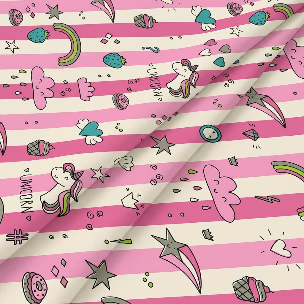 Folded Printed Pink Printed Cotton Fabric